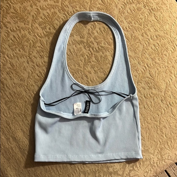 Light blue Ribbed Halter Top - Picture 2 of 3